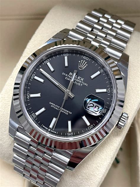 black and silver rolex watch|rolex datejust 41mm black face.